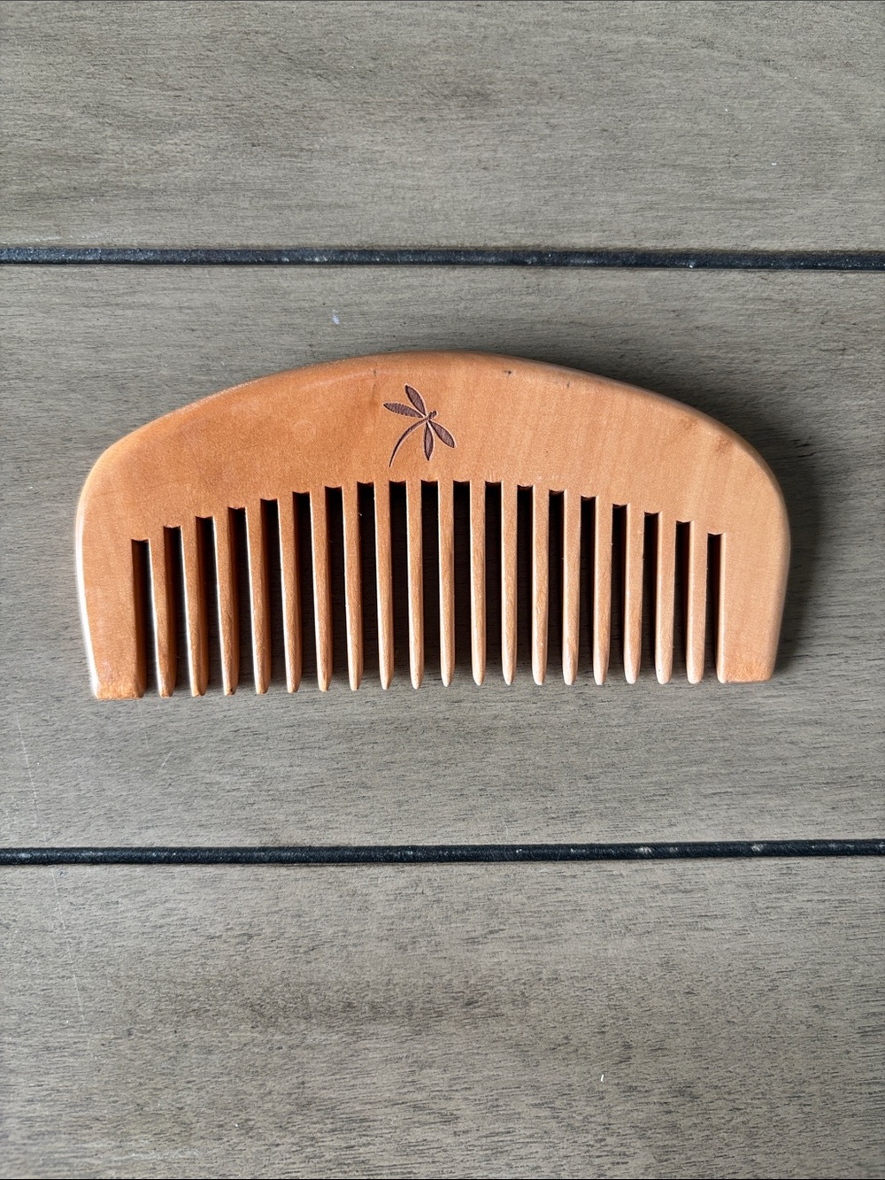 Wooden Pocket Comb in Natural Brown - Gentle Wide-Tooth Grooming